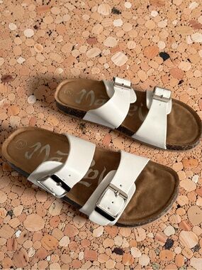 Mad Love White Double Buckle Slide Sandals for Kids